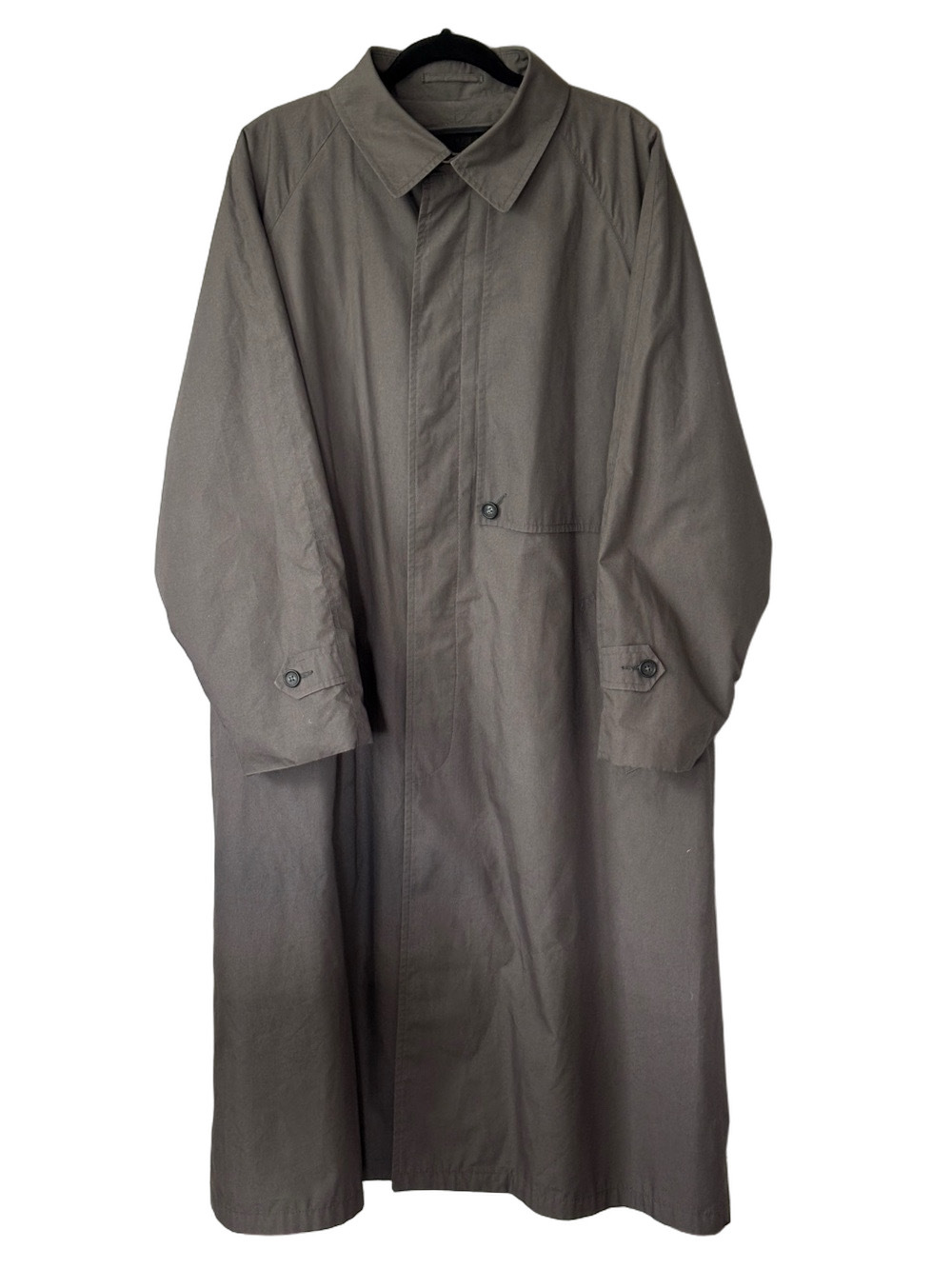 Vintage Dior Monsieur Trench Coat 42R Wool Liner Gray Taupe Classic Grandpa Chic
